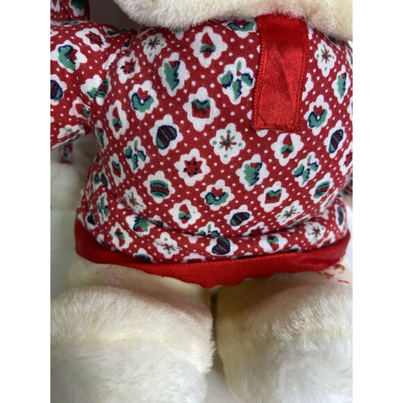 Plush Christmas White Teddy Bear with Hat and Scarf Vintage  Plush Stuffed Christmas Teddy Bear Toy with Hat Red Nose Vintage Maxigain